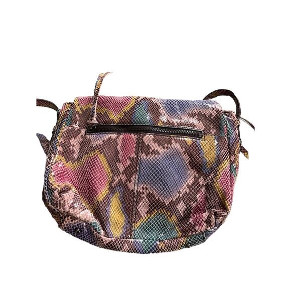 Aimee Kestenberg Shoulder Bag Pink Purple Leather Ombré Rainbow Snake Print - Picture 2 of 7